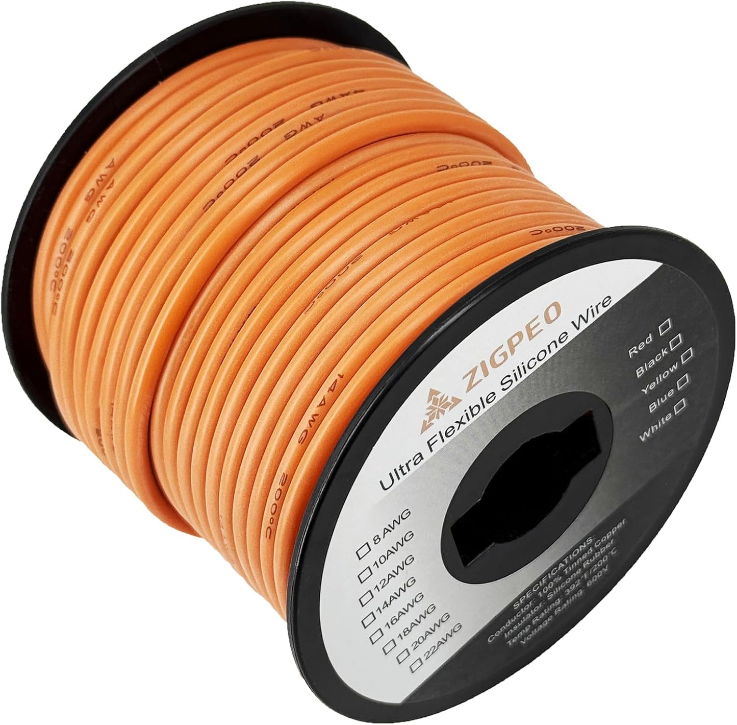 Alambre silicona 12 AWG 50ft naranja cobre trenzado 600V
