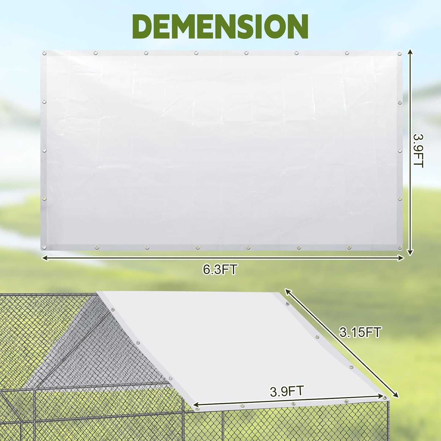 Cubierta gallinero impermeable 6.3x3.9pies elásticas
