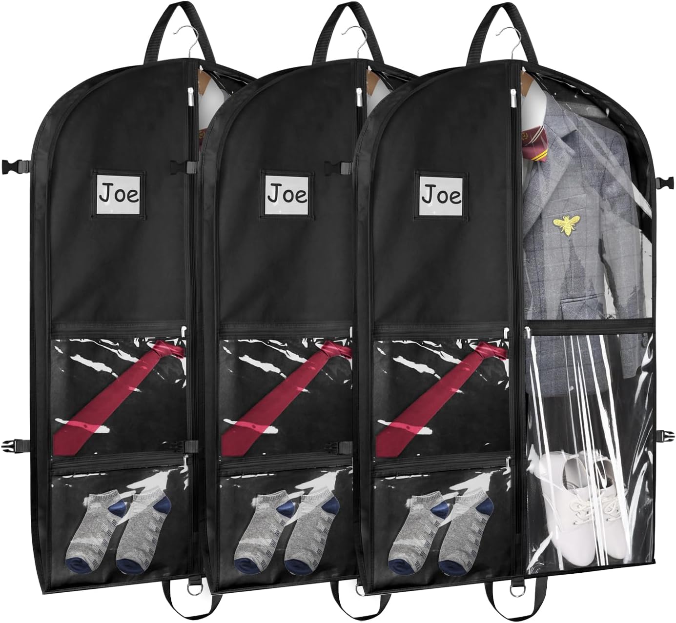Bolsa ropa baile 40" 5 bolsillos transparentes negro