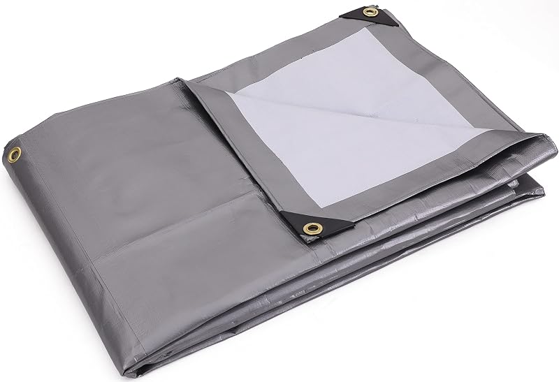 Lona poliéster reversible 16mil UV100 20x20ft Plata-Blanco