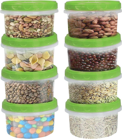 Recipientes plástico reutilizables con tapa 8pzas verde