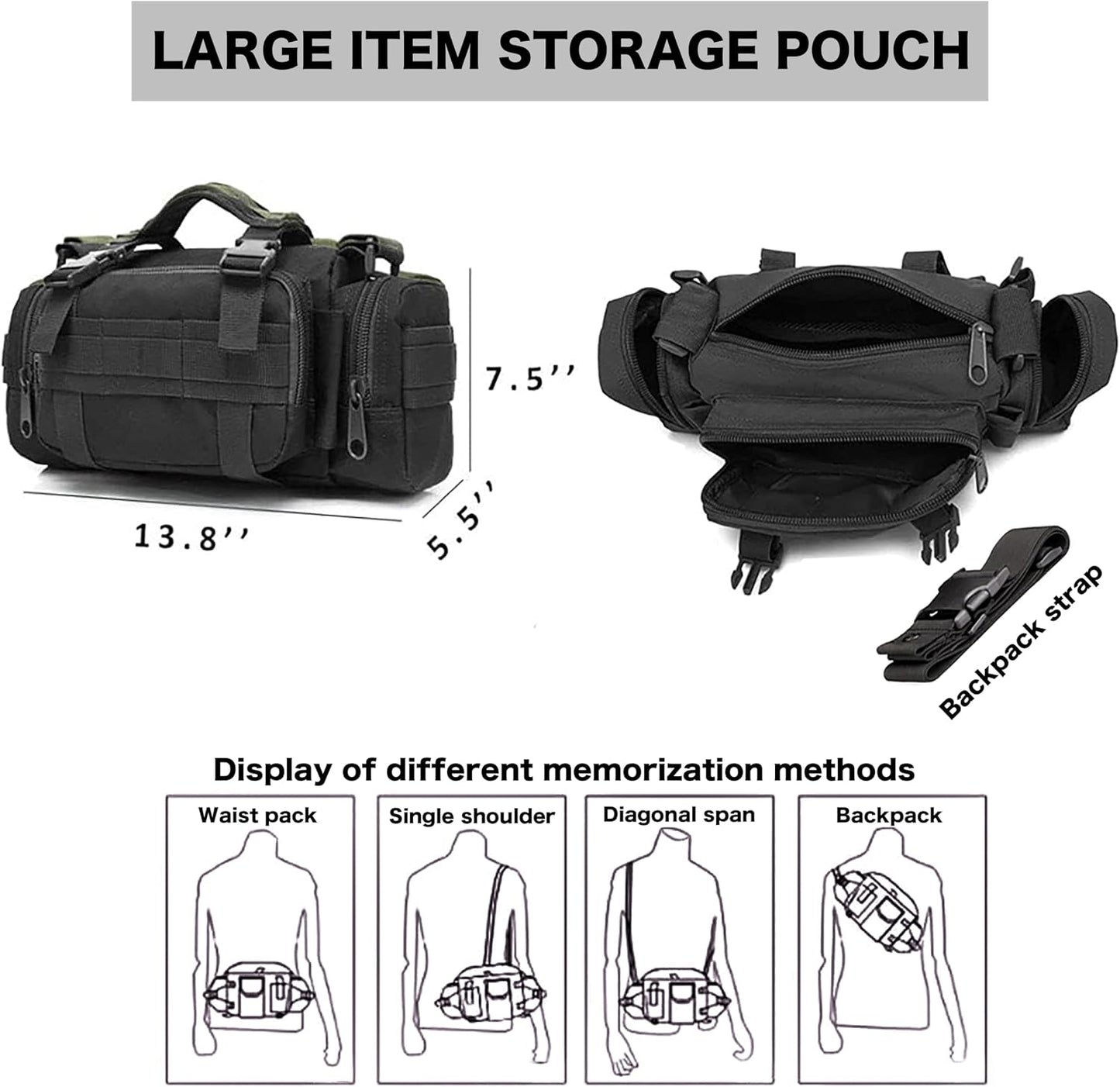 Bolsa Molle asiento táctico vehicular 5 tamaños