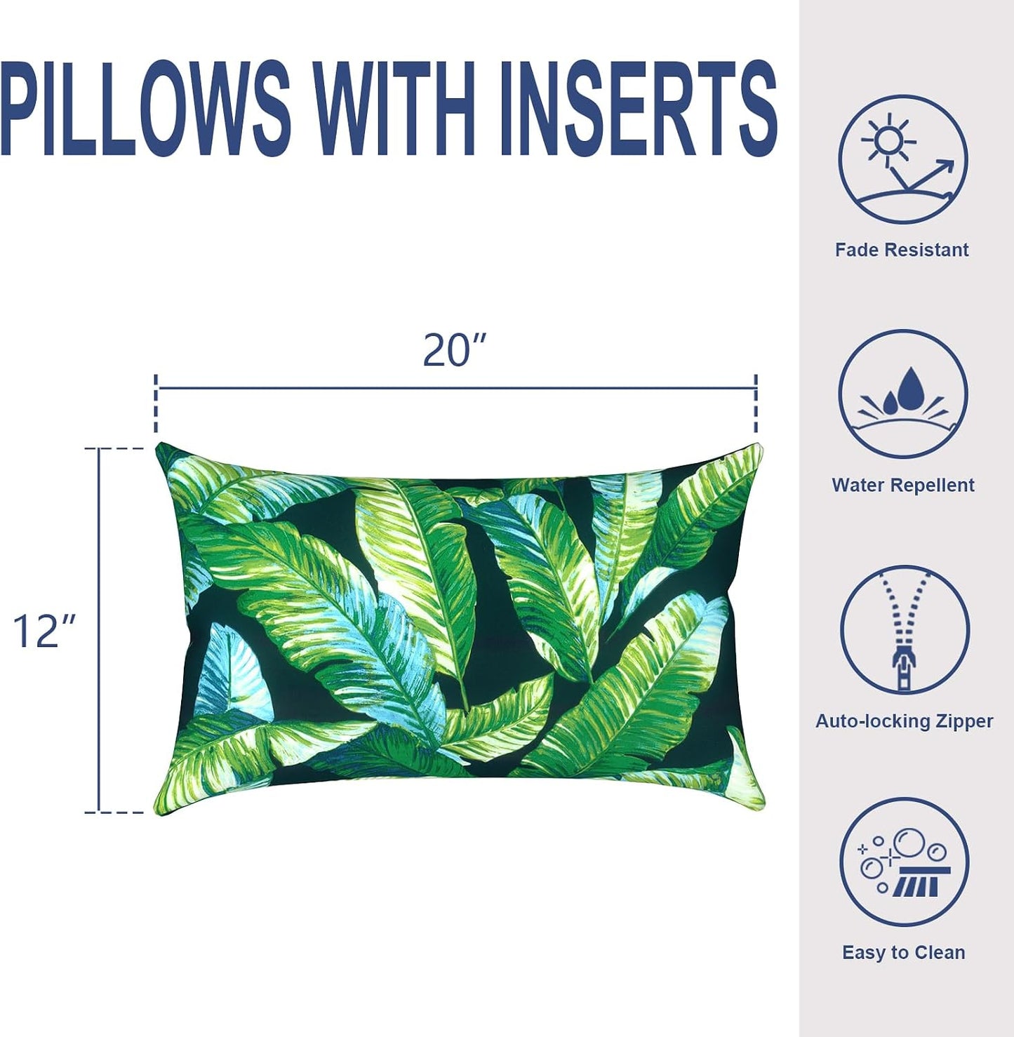 Almohadas lumbares repelentes agua 12x20" set 2 Hanalei