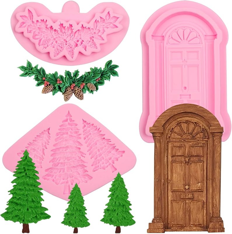 Moldes silicona fondant árbol navidad decoración pasteles