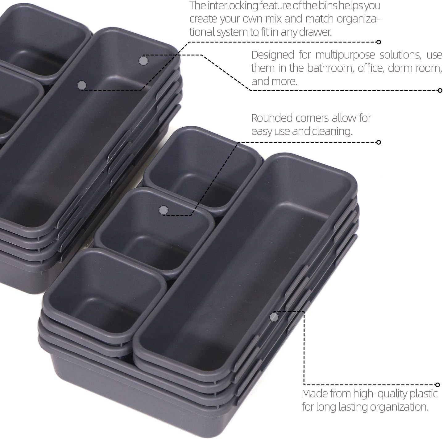 12 Pzas Separadores Cajones Plástico para Cocina Oficina
