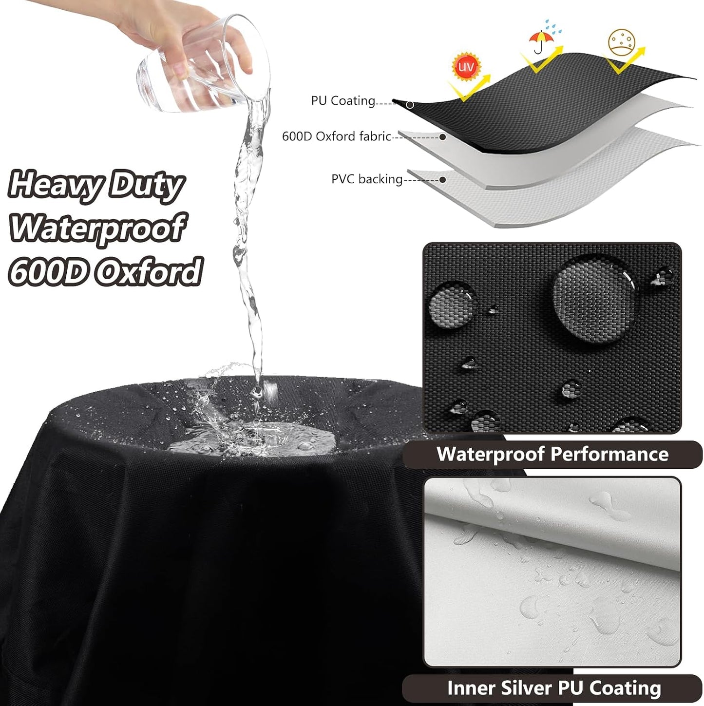 Funda silla gravedad cero 600D resistente agua negro 39"