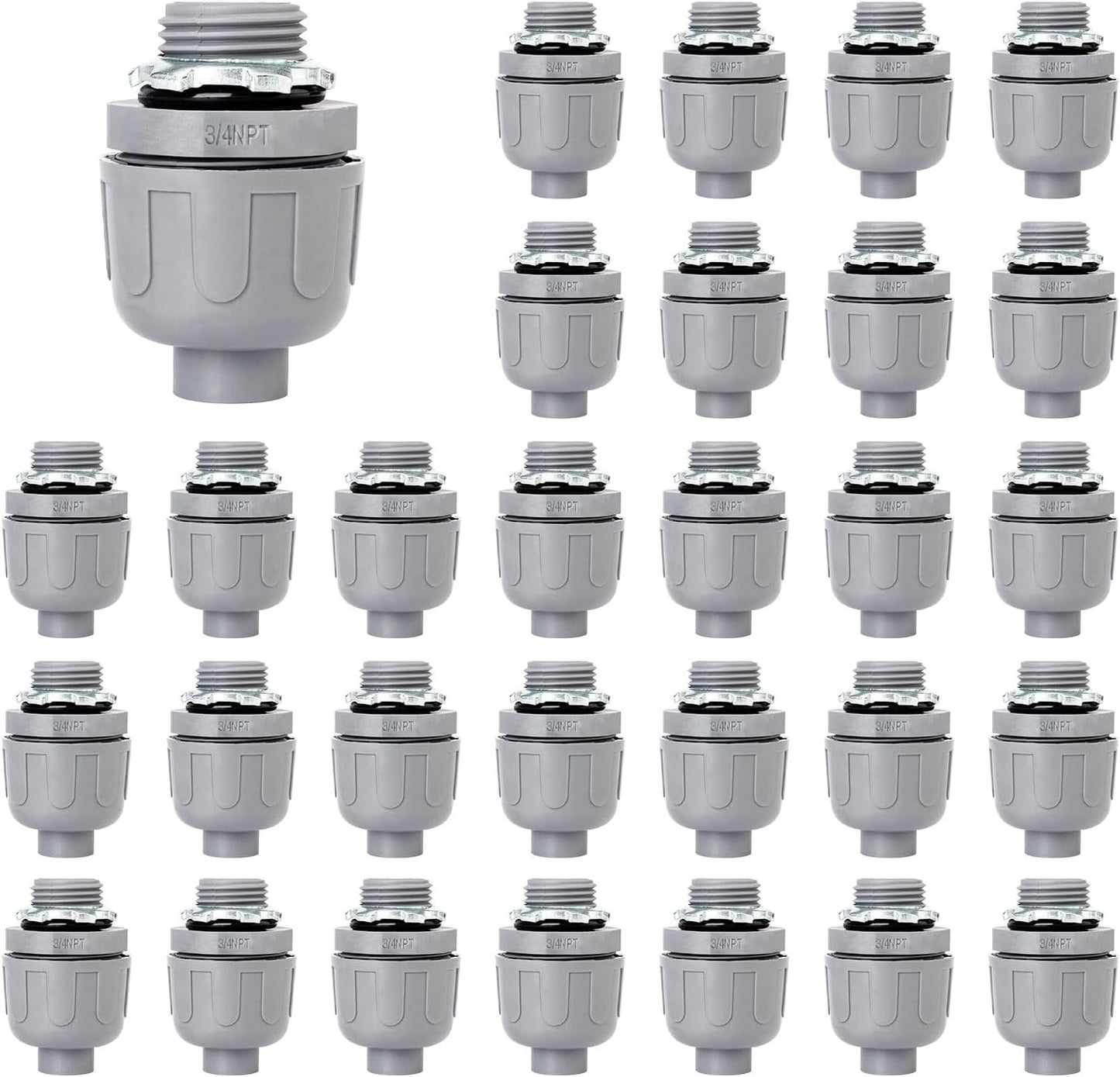 Conector hermético 3/4pulg pack 30 accesorios PVC