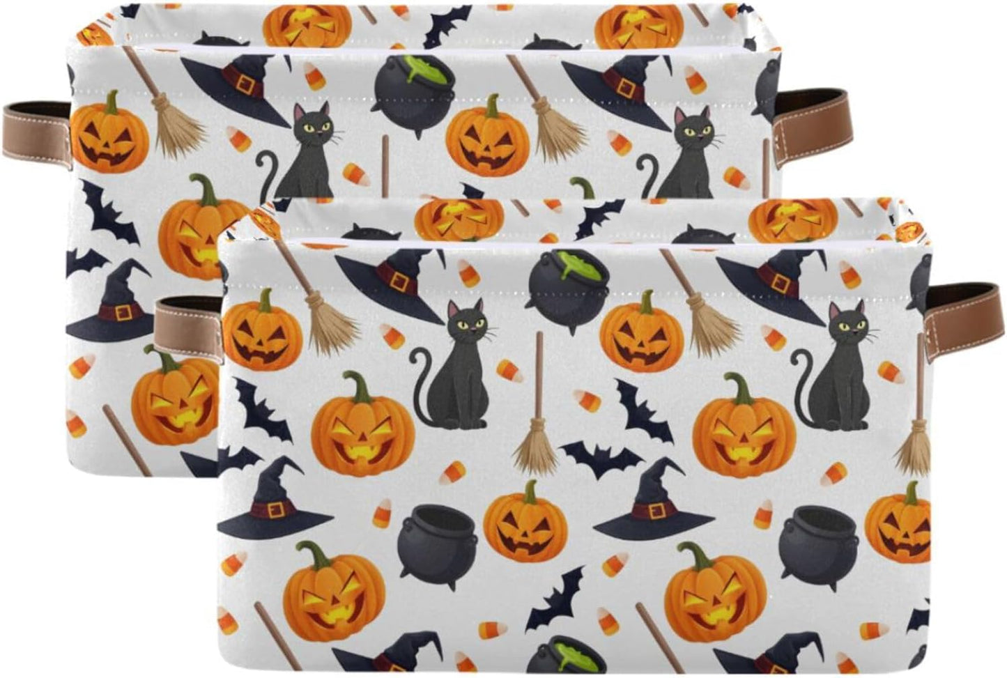 Cesta plegable grande con asas para Halloween y juguetes