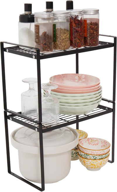 Estante organizador de cocina y baño 2 pzas metal negro