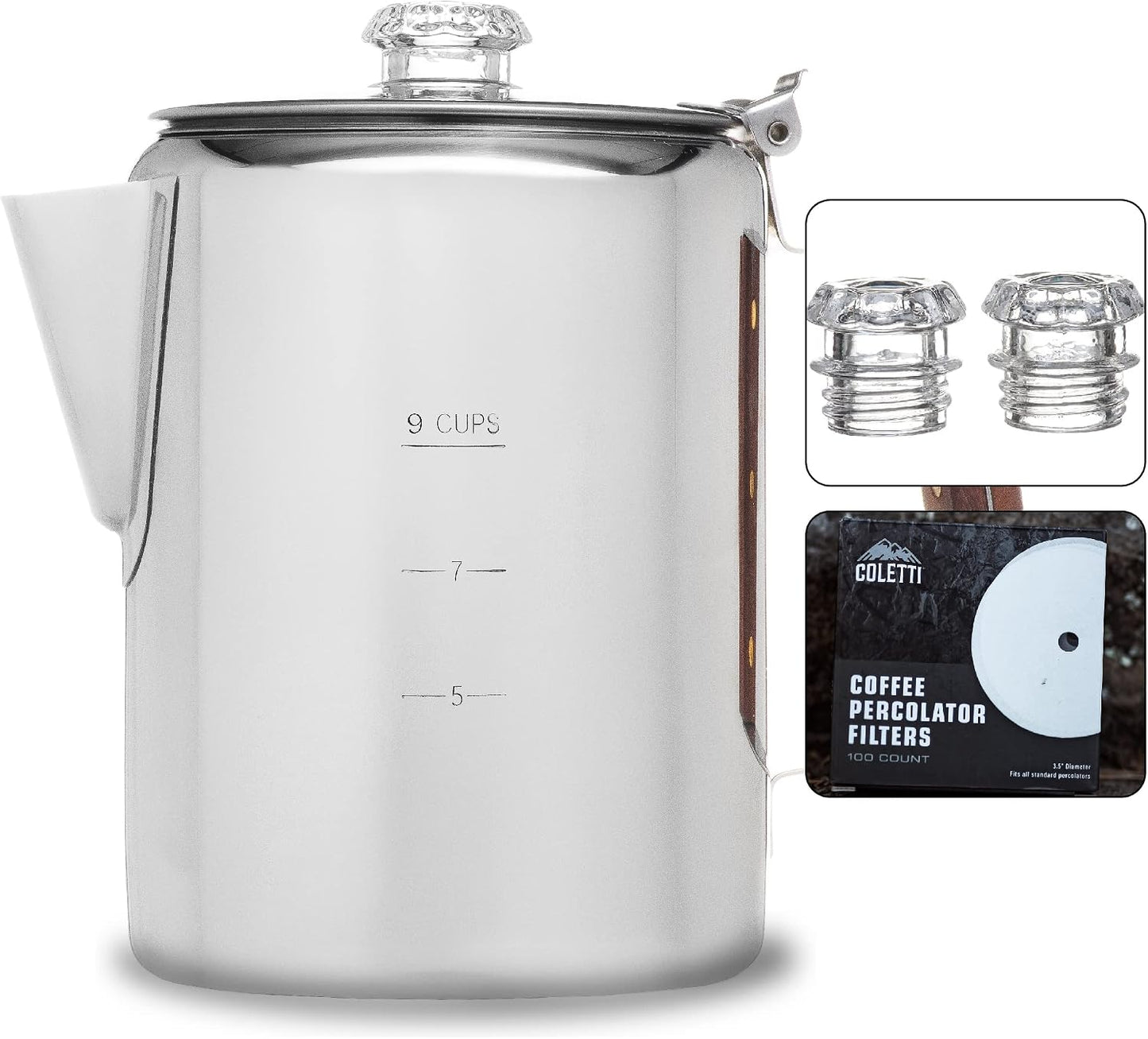 Cafetera Percolador 100 Filtros Tapas Vidrio Repuesto