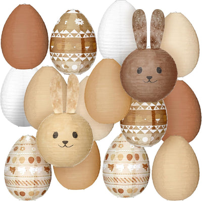 Set 16 linternas papel decoración Pascua huevos faroles colgantes