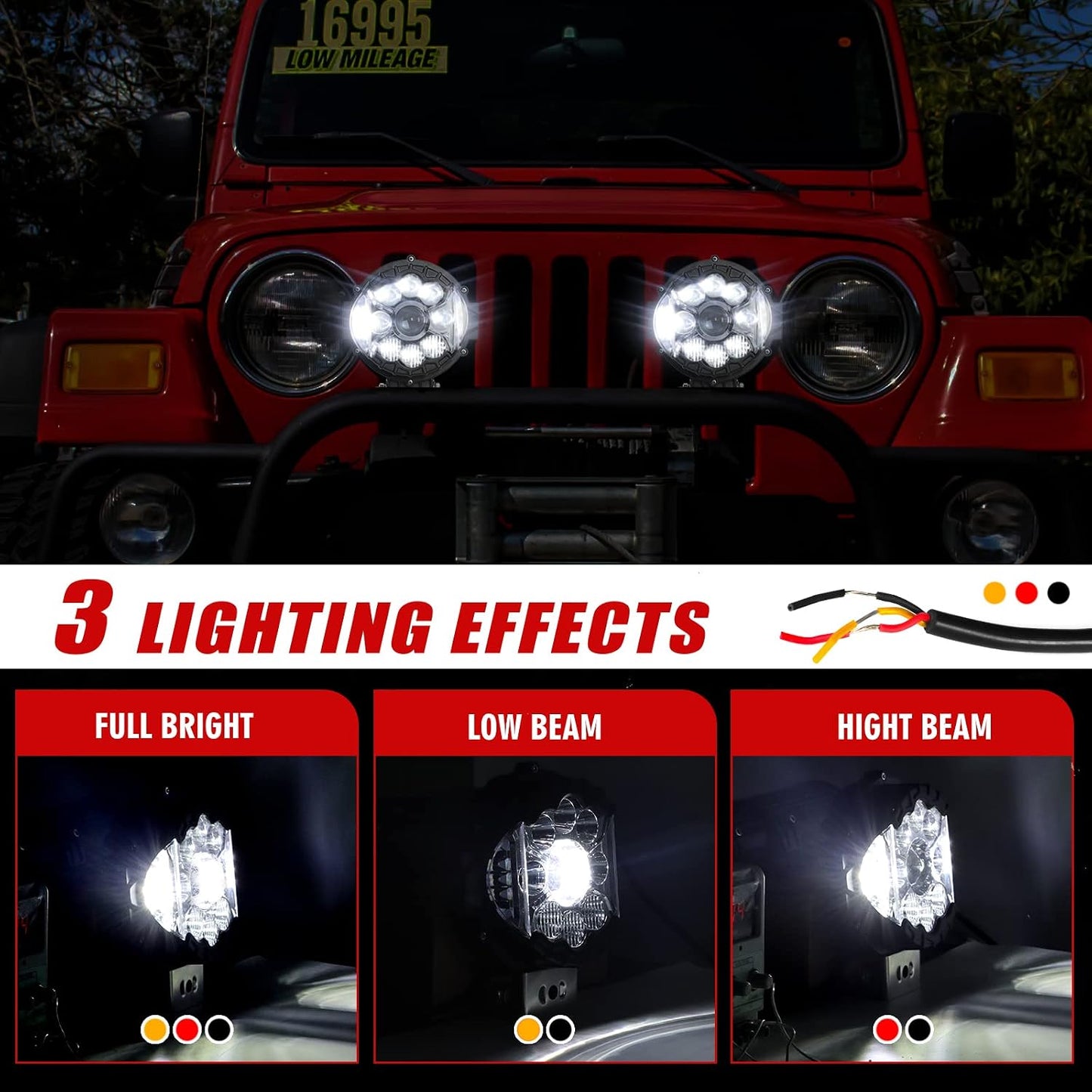 Luz LED redonda 7pulg 80W soporte SUV camión 2 Pzas