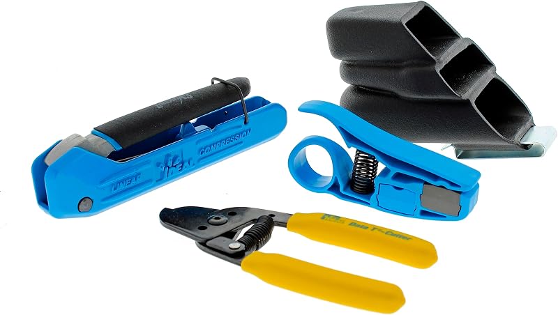 Kit compresión coaxial F/BNC/RCA con pelacables y cortador