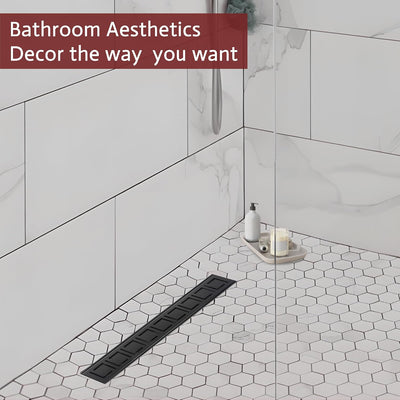 Desagüe ducha 24pulg acero inox rejilla extraible negro