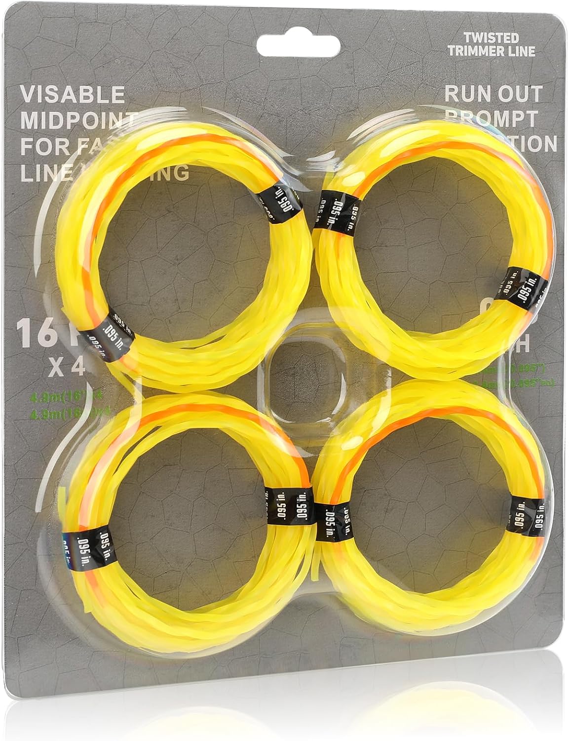 4 Líneas Recortadora Triangulares 095" Comp Amarillo Naranja