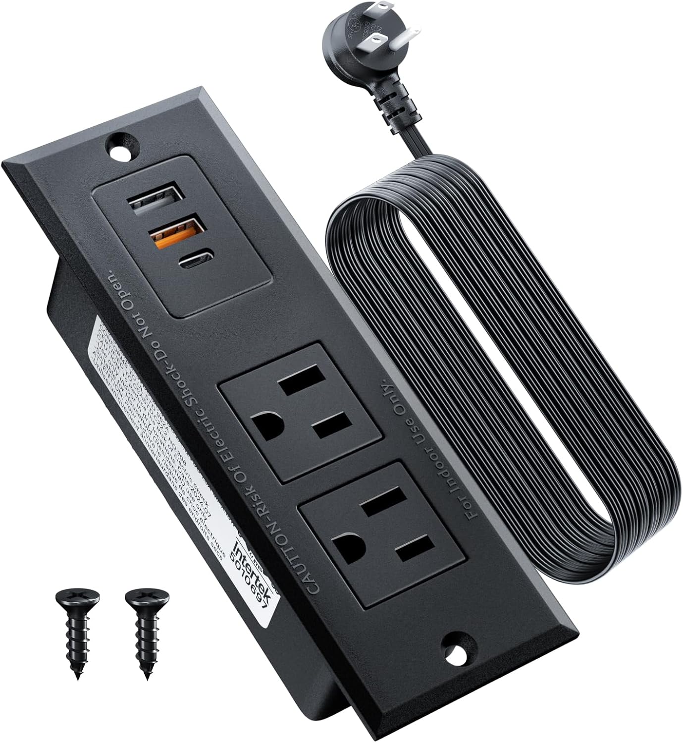 Regleta empotrada USB C carga rápida 2 salidas CA 3 puertos 6pies
