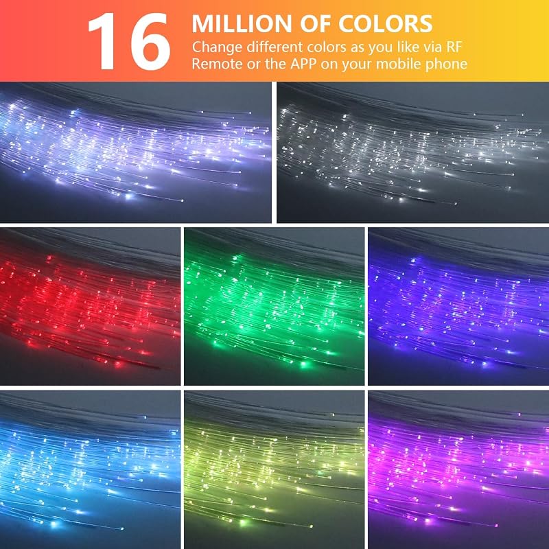 Kit cielo estrellado auto luces fibra optica RGBW con app