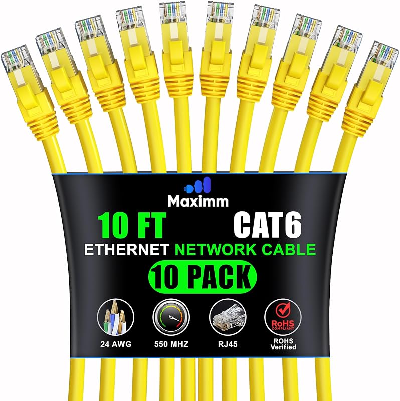 Cable Ethernet Cat6 UTP 10pies pack 10 amarillo