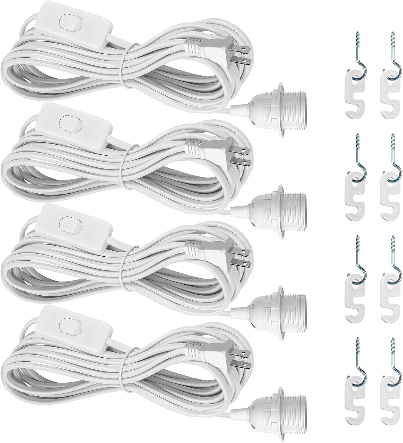 Kit 4 portalámparas colgantes 16pulg E26/E27 blanco