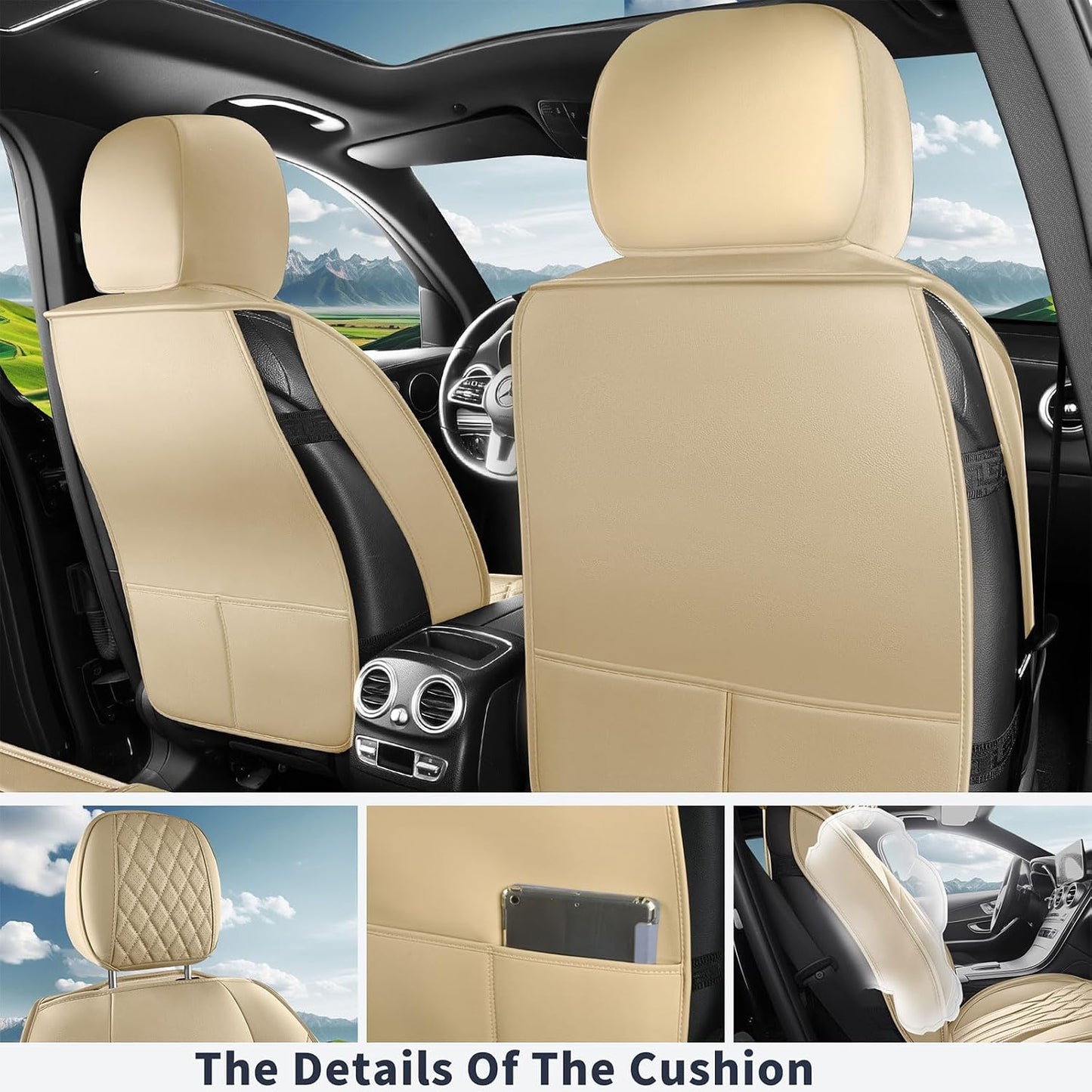 Funda asiento cuero automóvil impermeable universal beige