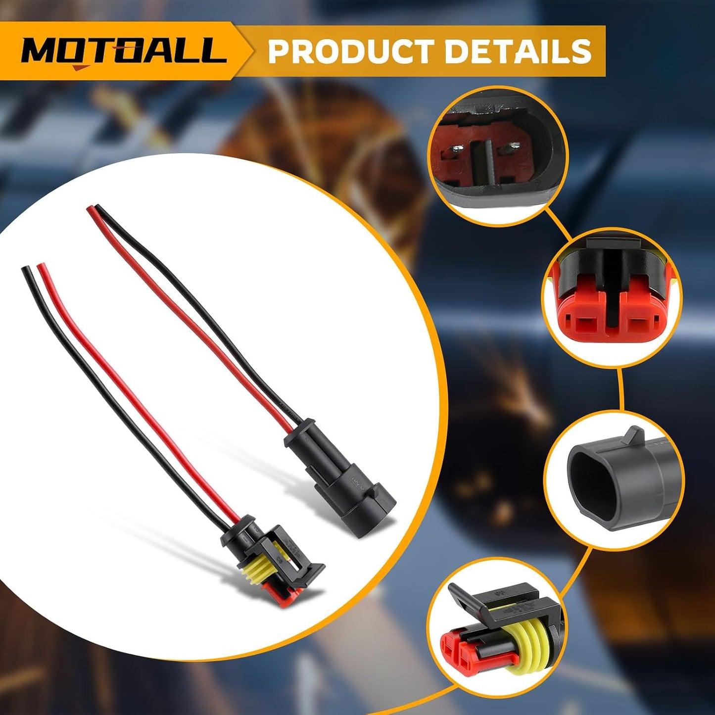 5 kits conector impermeable 2 pines 16 AWG para auto camión