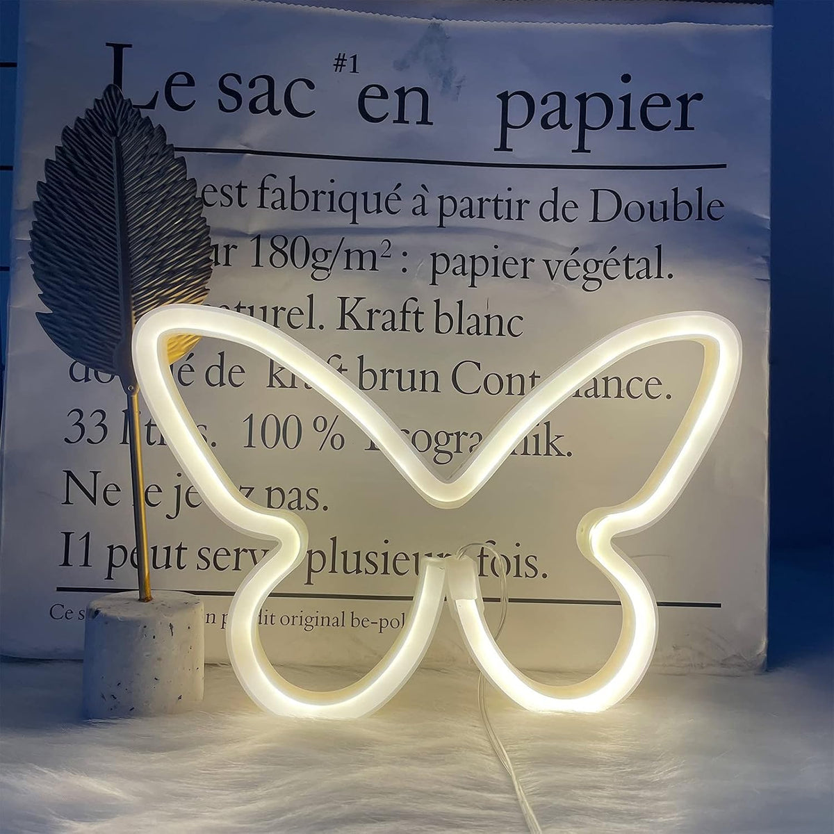 Luces LED neón forma mariposa decoración pared dormitorio