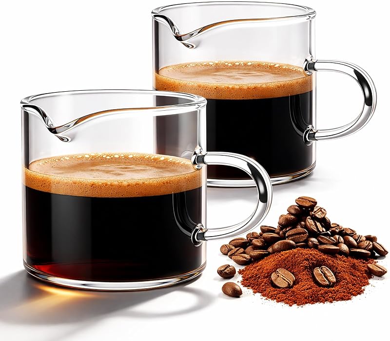 Tazas café expreso con boquilla 4oz transparentes set 2