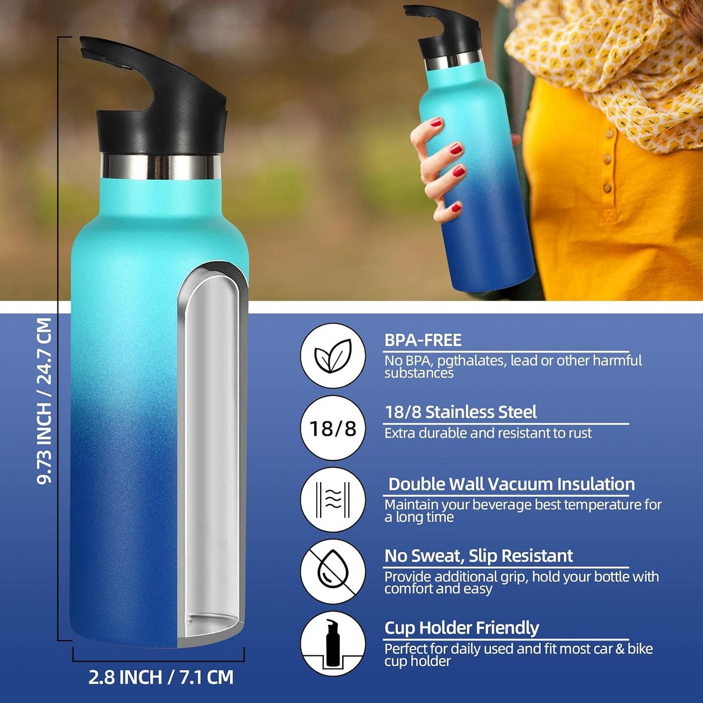 Botella agua acero inox 17oz con pajilla para niños
