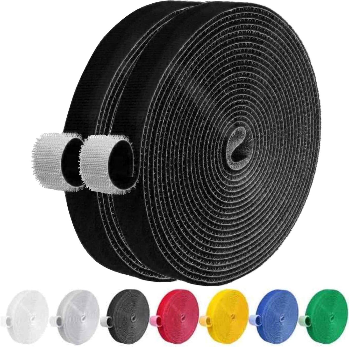 Cinta sujeción reutilizable 32ft doble cara 0.4pulg ancho negro
