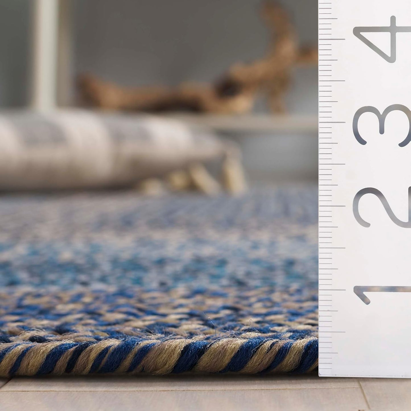 Alfombra decorativa 3x5ft azul hecha a mano interior y