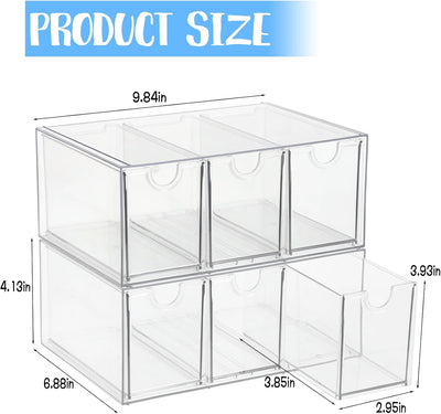 Organizador bolsas té 6 cajones acrílico transparente apilable