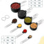 Set 8 Tazas y Cucharas Medidoras Acero Inox Negro