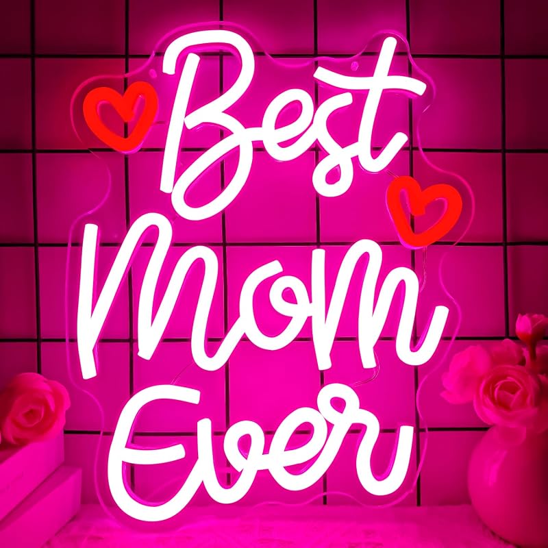 Letrero neón Best Mom Ever feliz día de la madre