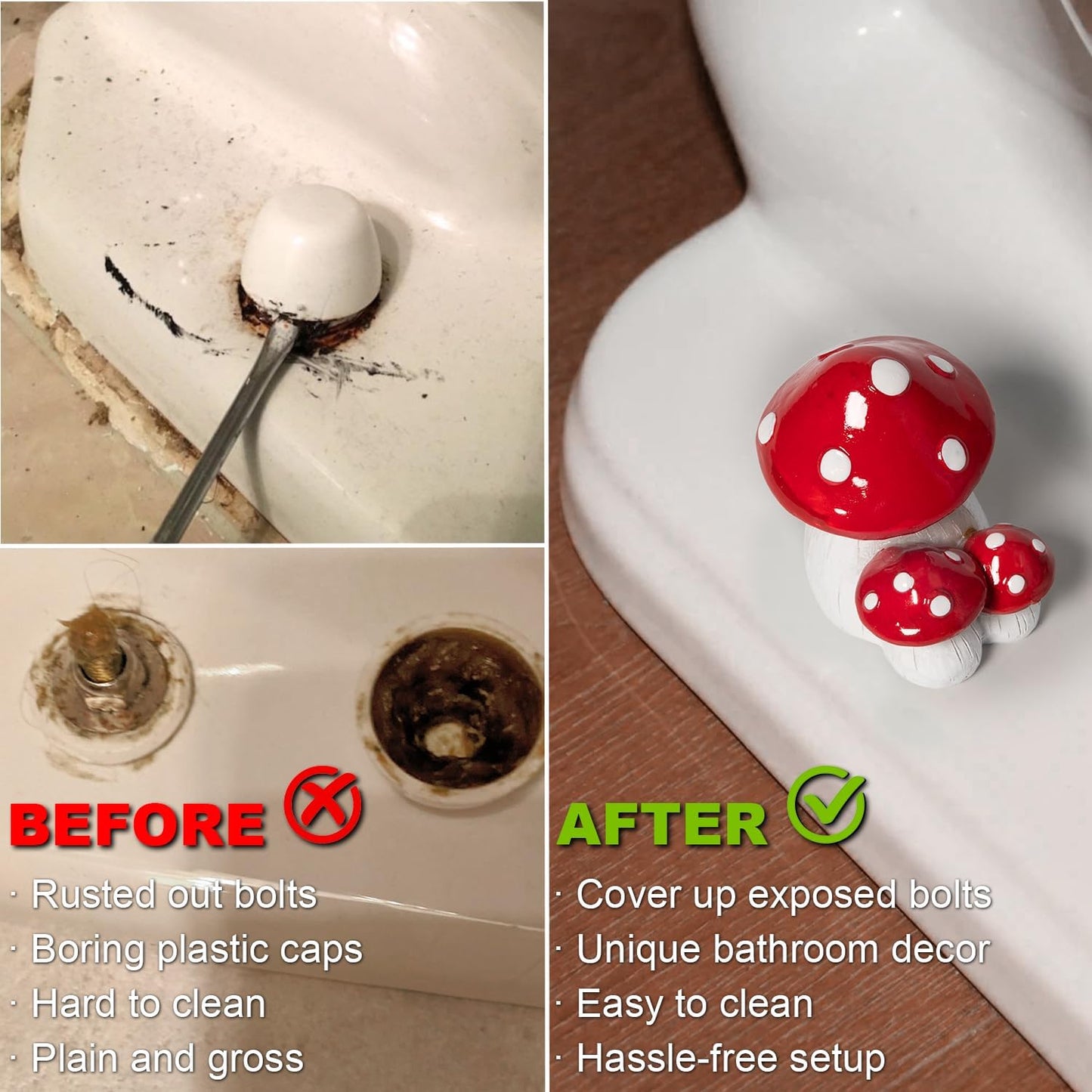 Tapas decorativas para inodoro forma hongo rojas