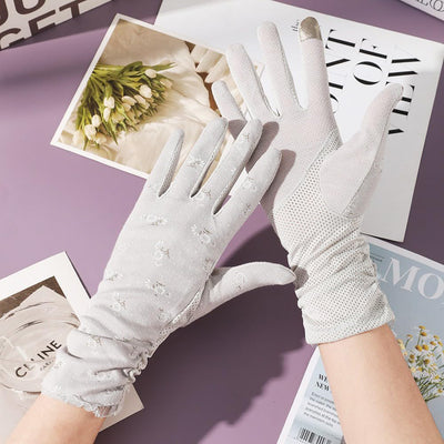Guantes conducción mujer UV malla antideslizante tactil