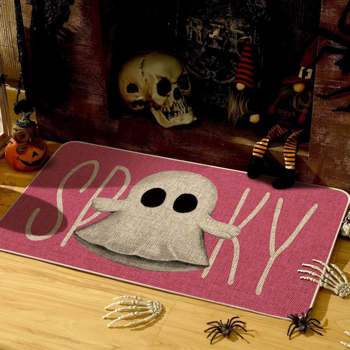 Tapete Halloween fantasma rosa para puerta 17x29"