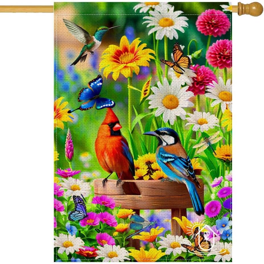 Bandera colibrí 28x40" decoración primavera