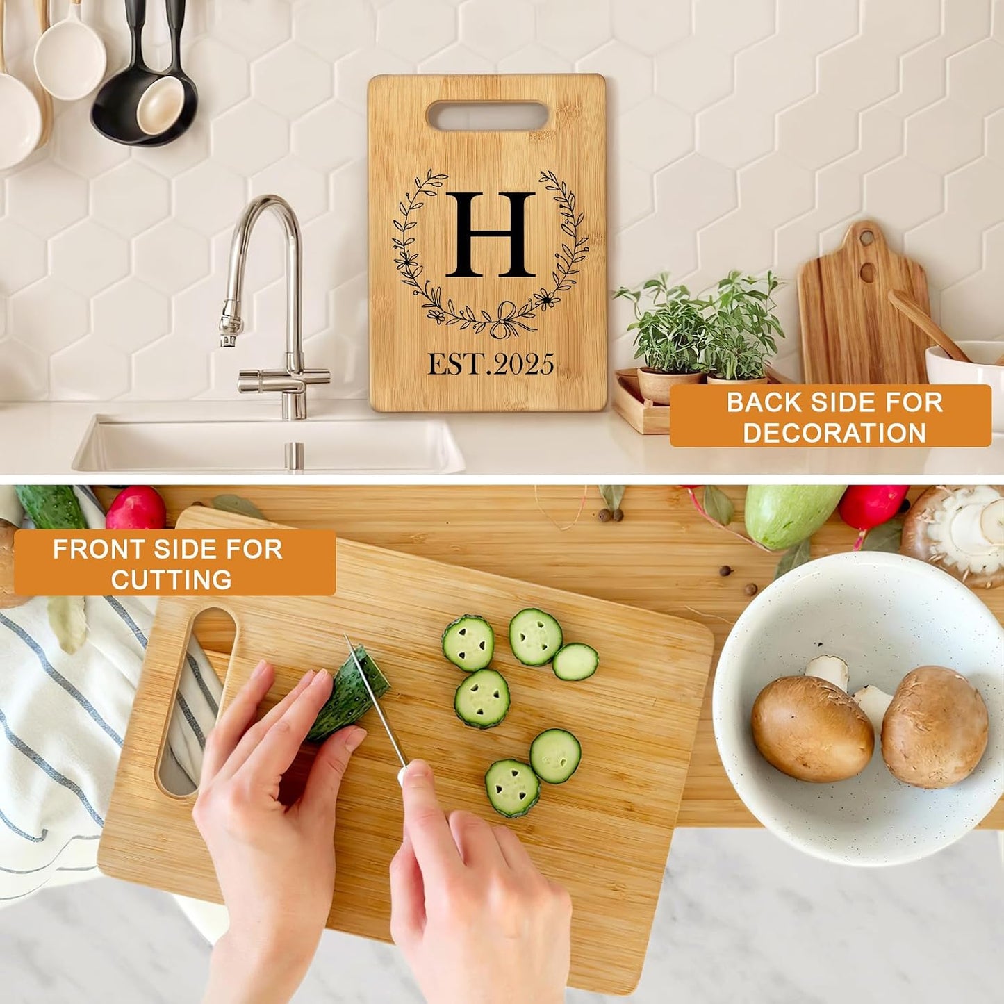Tabla cortar personalizada con monograma regalo