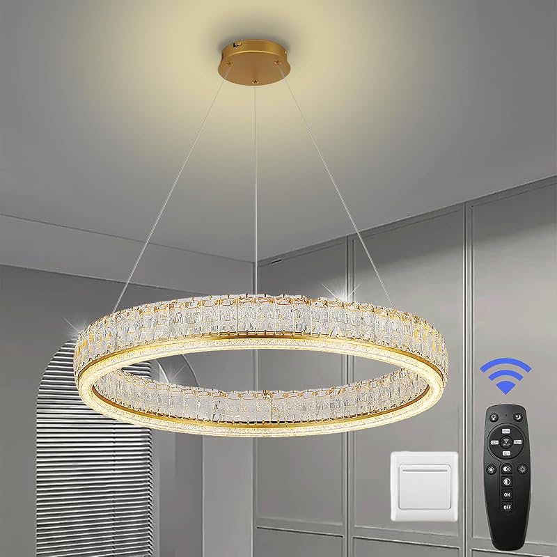 Candelabro cristal dorado 24pulg control remoto 3 colores