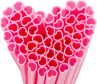 100 Pajitas Corazón Rosa 0.315pulg para Cócteles