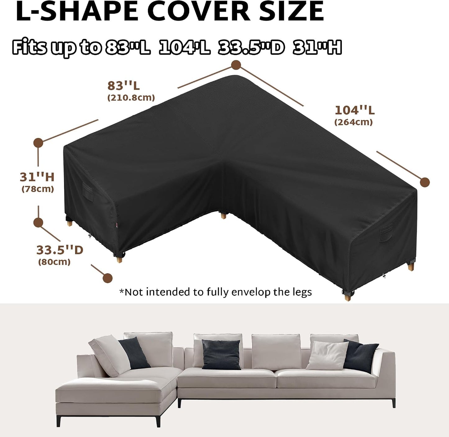Funda jardín para sofá L 83x104pulg impermeable 600d