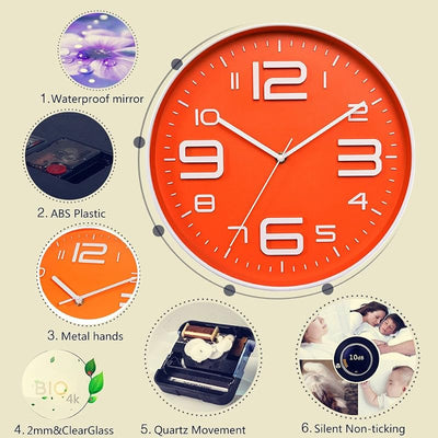 Reloj pared cuarzo silencioso número 3D diseño moderno