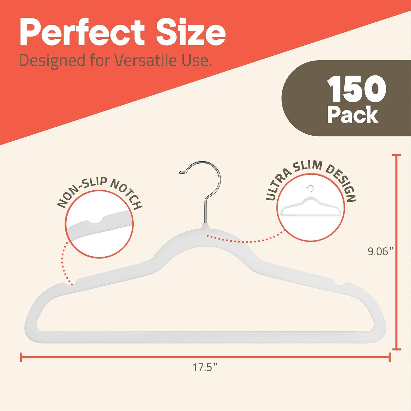 150 Perchas Terciopelo Blanco Giratorio Antiderrap 11lb