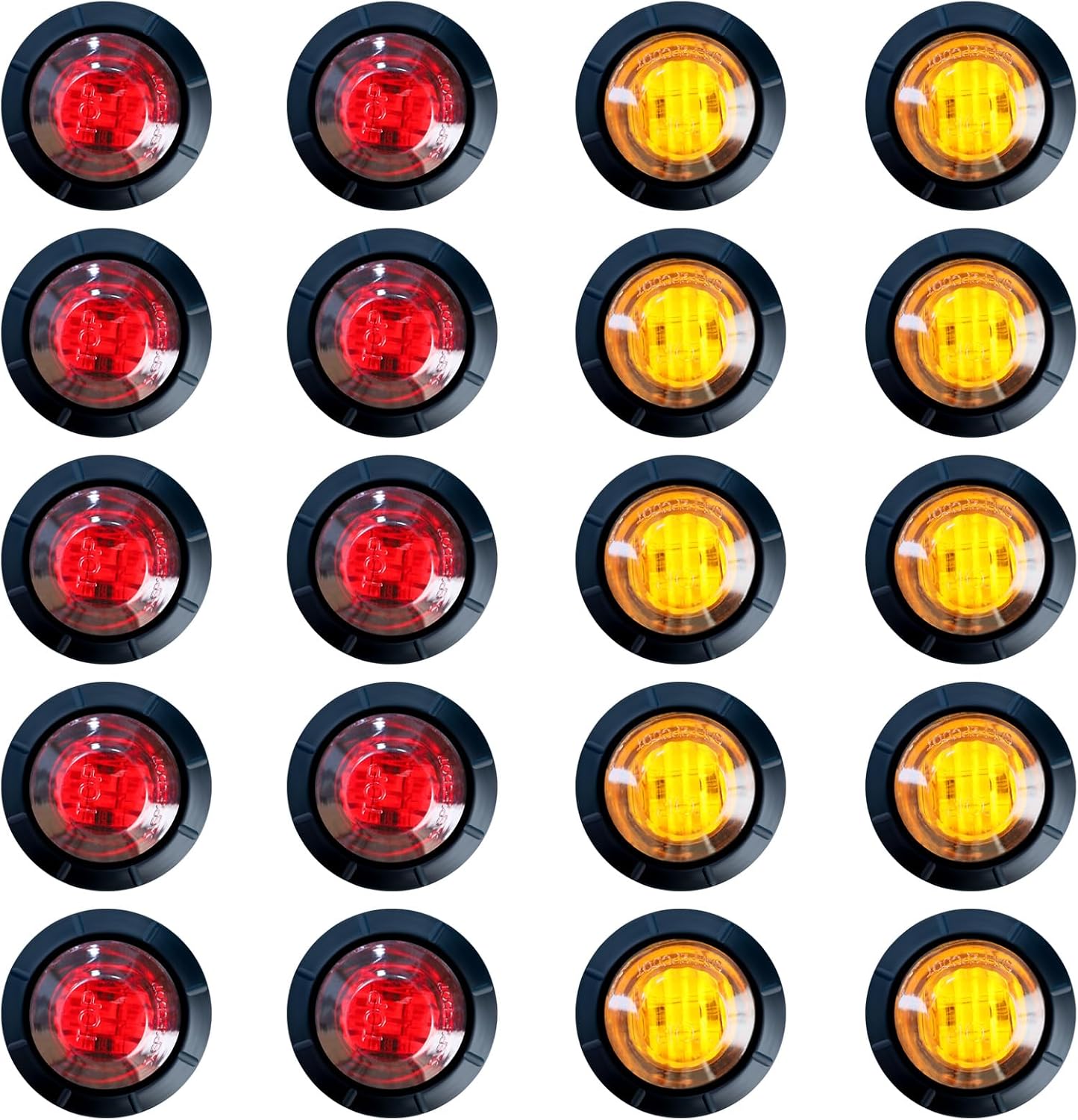 Set 20 Luces LED 3/4pulg Advertencia Laterales Camión Remolque