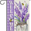 Bandera jardín con flores lavanda tarro abeja morado
