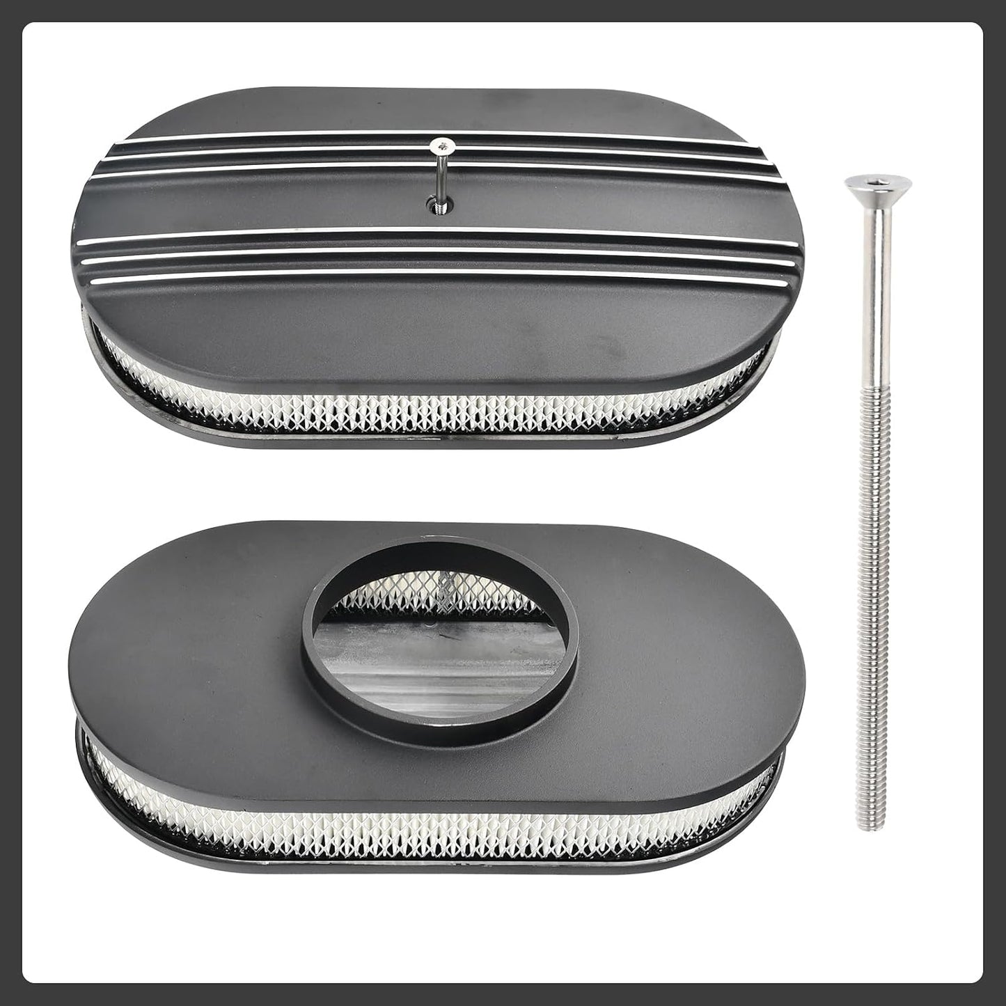 Kit montaje limpiador aire aluminio negro ovalado parcial