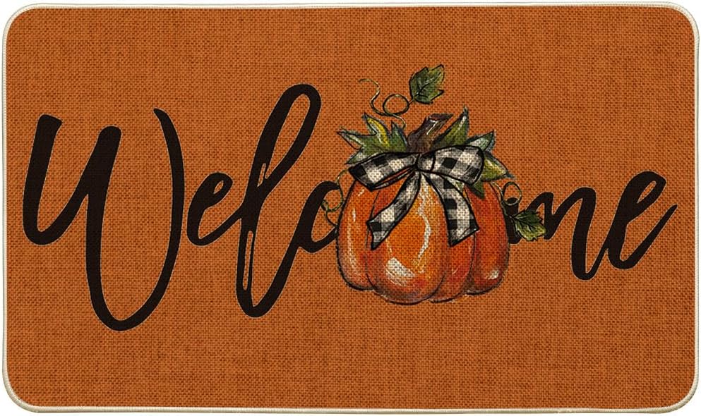 Felpudo otoño naranja calabaza 17x29" para hogar