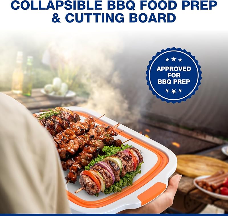 2 Pzas Tina Plegable XL Barbacoa con Mesa Cortar Tapa