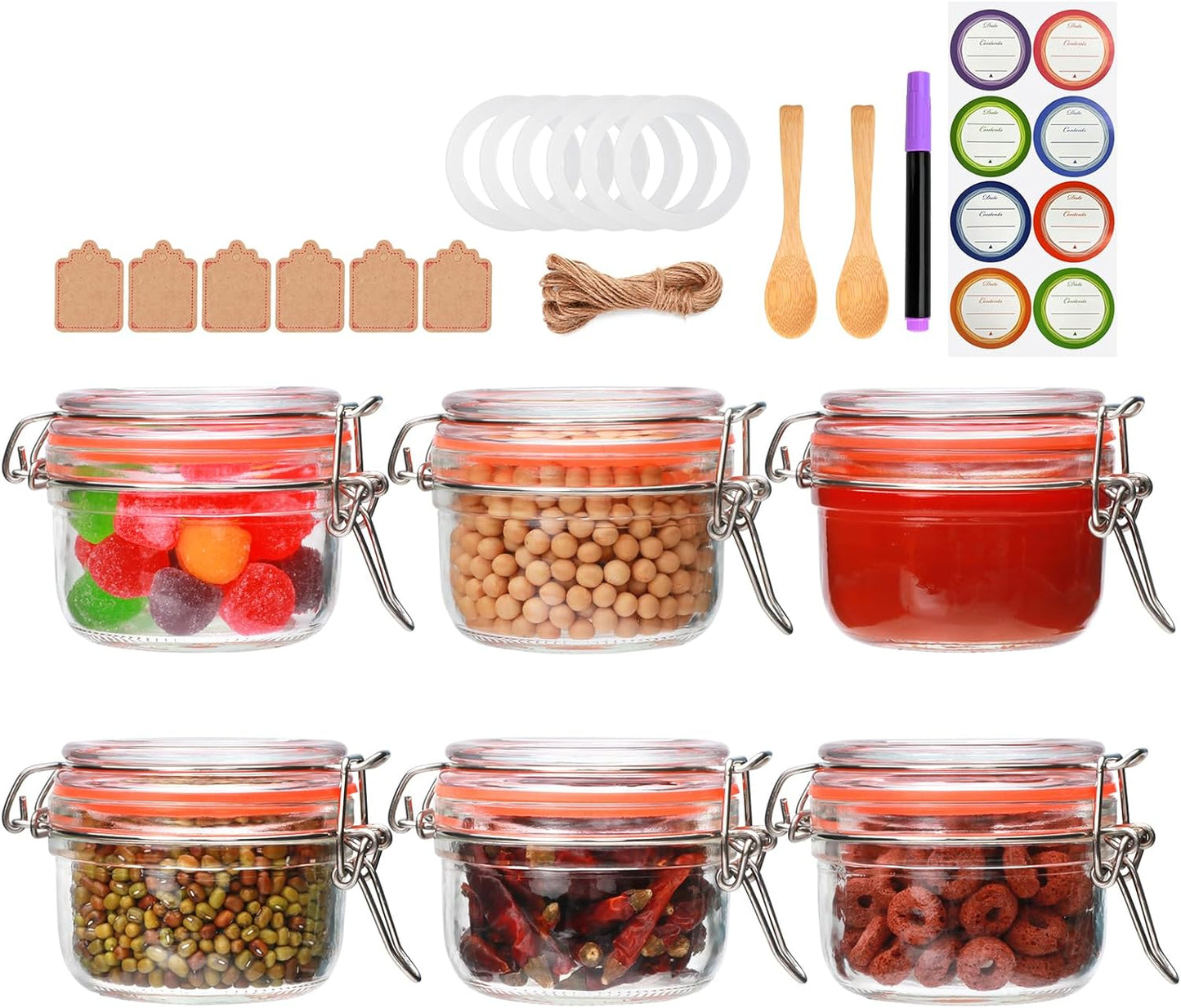 Tarros vidrio 5oz con tapa hermética para alimentos cocina