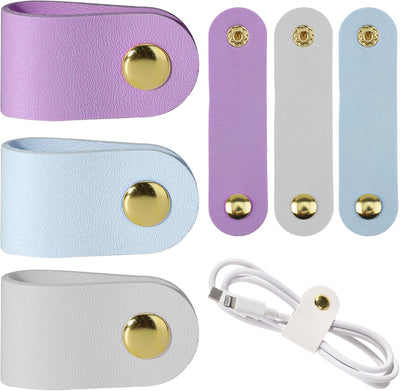 6 organiz. cuero sintético para cables y auriculares